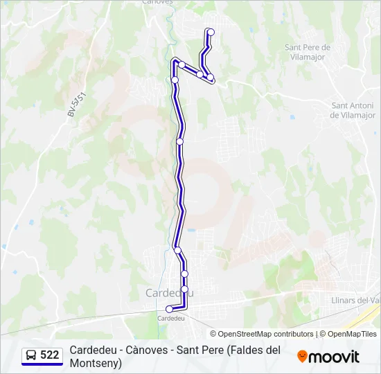 522 Bus Line Map