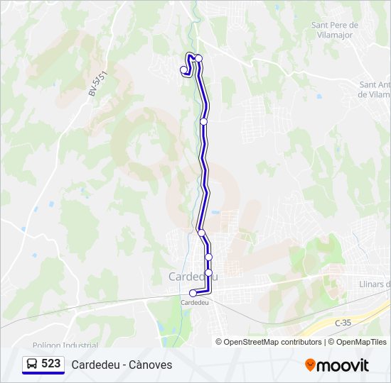 Mapa de 523 de autobús