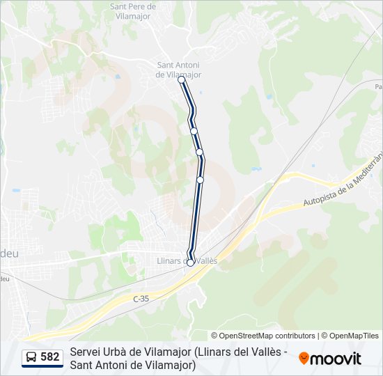 Mapa de 582 de autobús