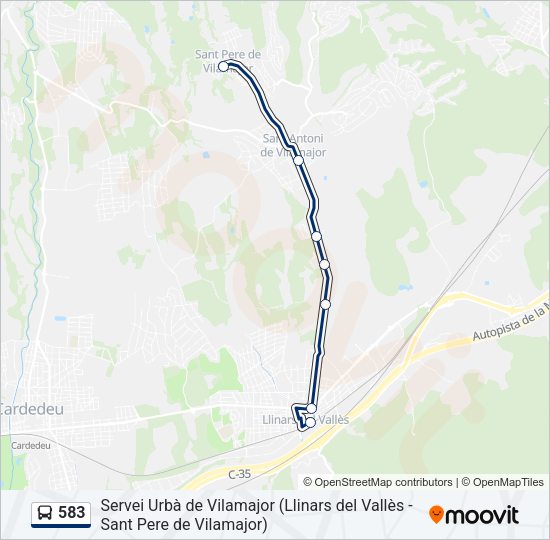 Mapa de 583 de autobús