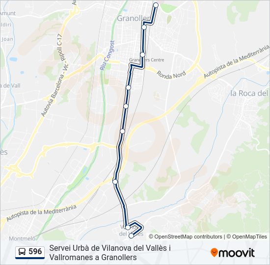 Mapa de 596 de autobús