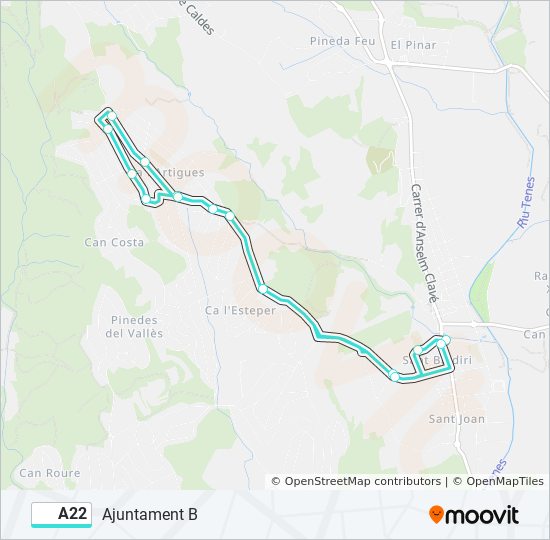 Mapa de A22 de autobús