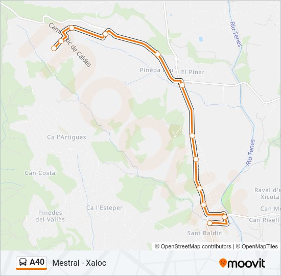 Mapa de A40 de autobús