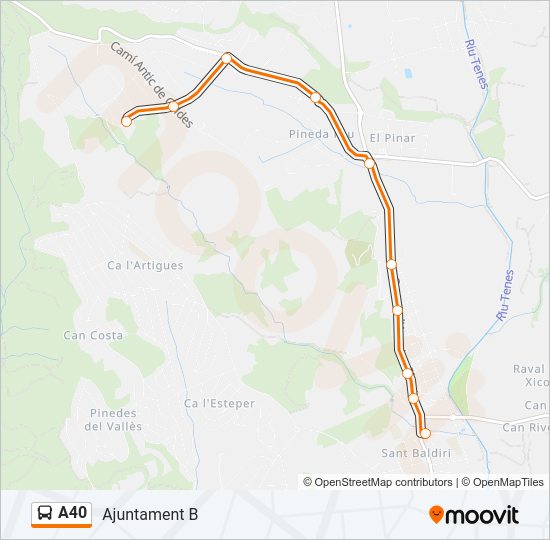 Mapa de A40 de autobús