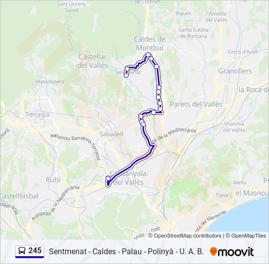 Mapa de 245 de autobús