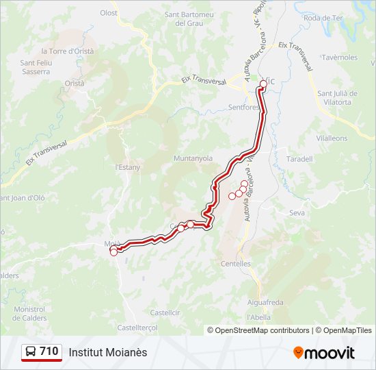 Mapa de 710 de autobús