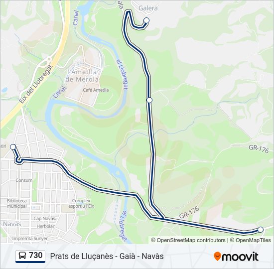 Mapa de 730 de autobús