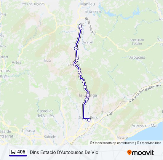 Mapa de 406 de autobús