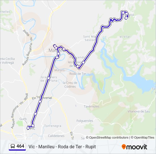 Mapa de 464 de autobús