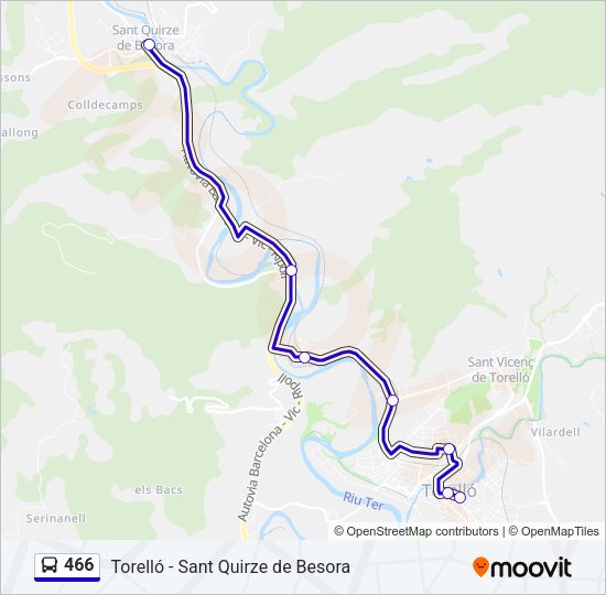 Mapa de 466 de autobús