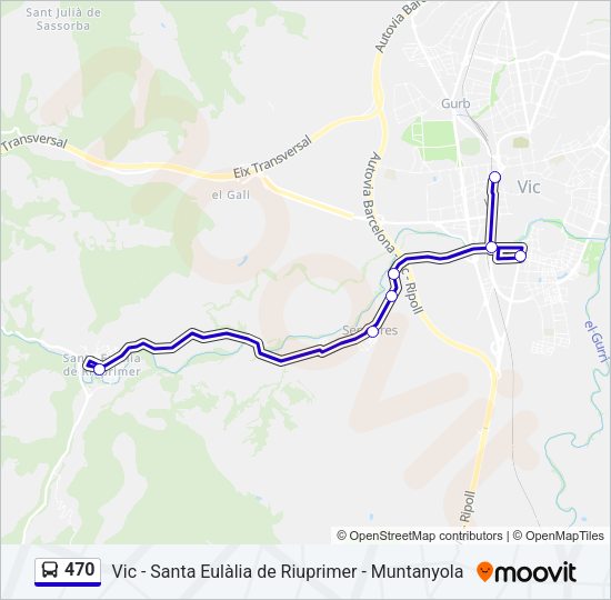 Mapa de 470 de autobús