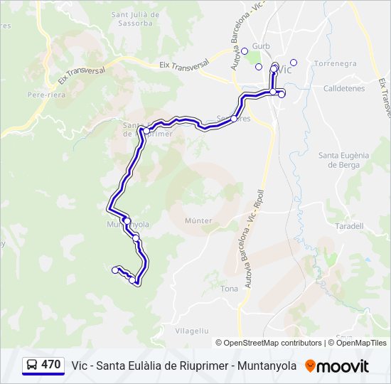 Mapa de 470 de autobús