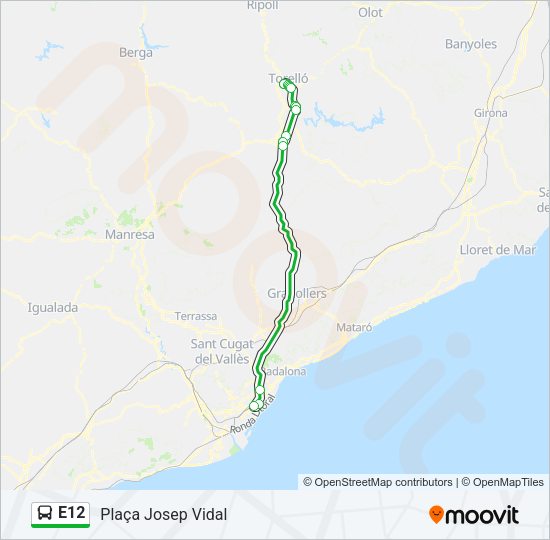 Mapa de E12 de autobús