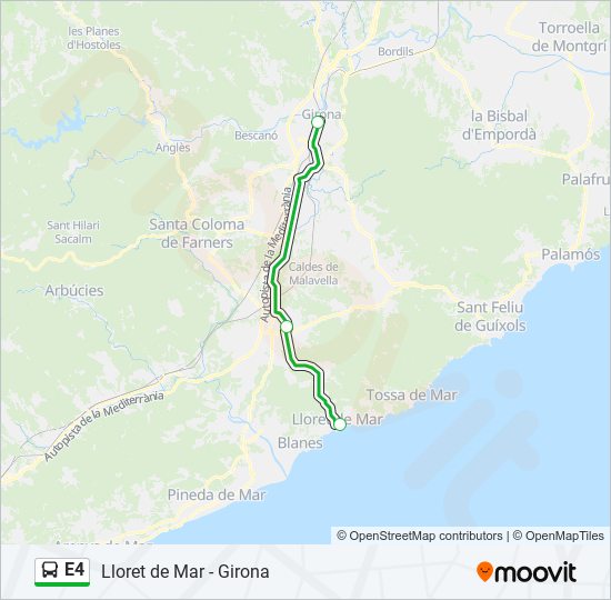 Mapa de E4 de autobús