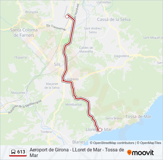 613 bus Line Map