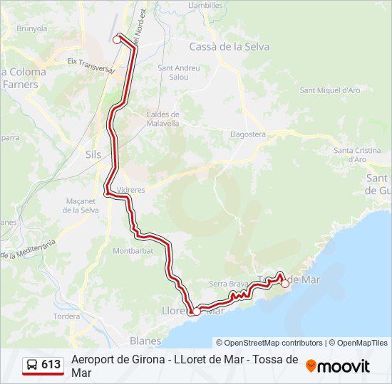 613 bus Line Map