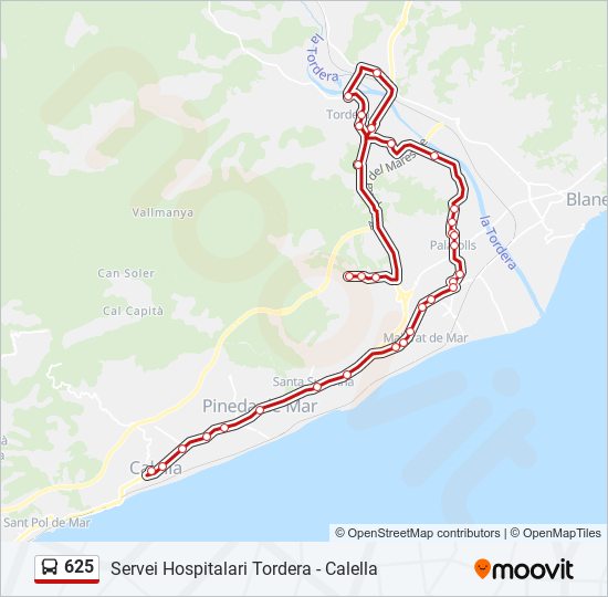 625 bus Line Map