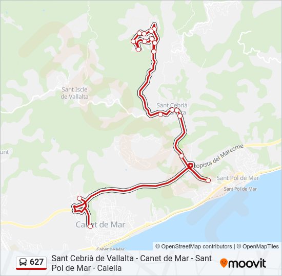 Mapa de 627 de autobús