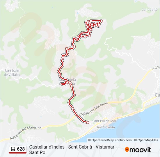 Mapa de 628 de autobús