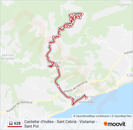 Mapa de 628 de autobús
