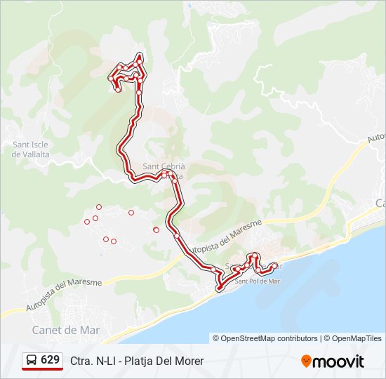 Mapa de 629 de autobús