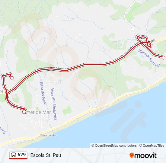 Mapa de 629 de autobús