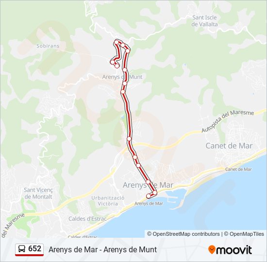 Mapa de 652 de autobús