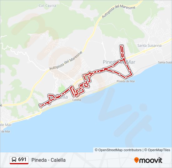Mapa de 691 de autobús