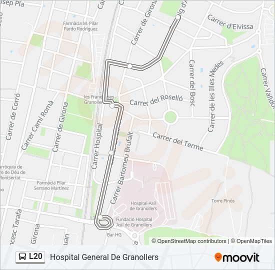 Mapa de L20 de autobús