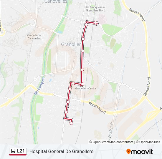 Mapa de L21 de autobús