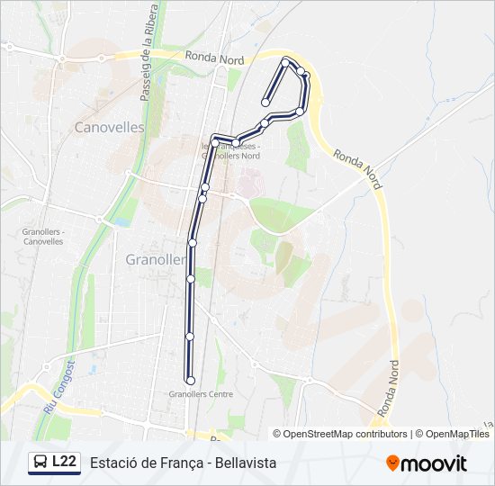 Mapa de L22 de autobús