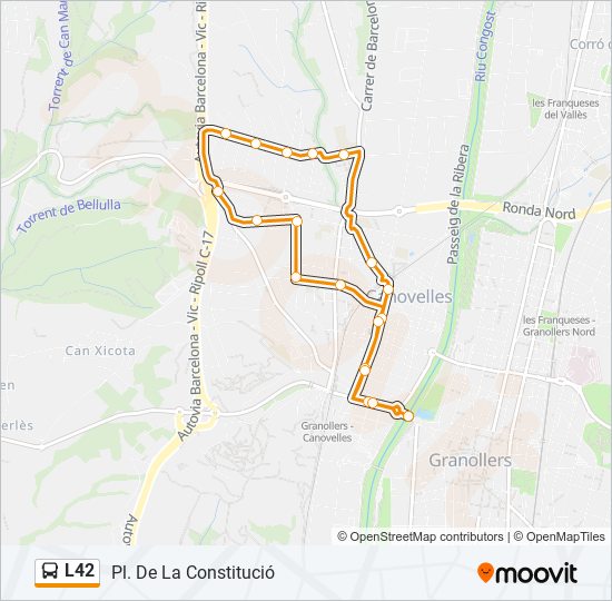 Mapa de L42 de autobús