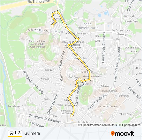 Mapa de L 3 de autobús