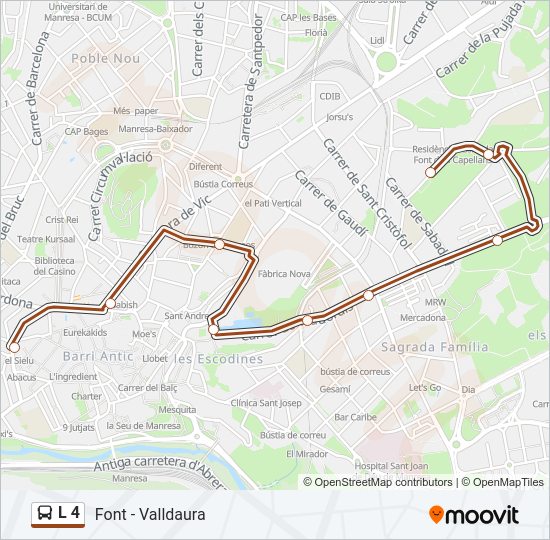 Mapa de L 4 de autobús