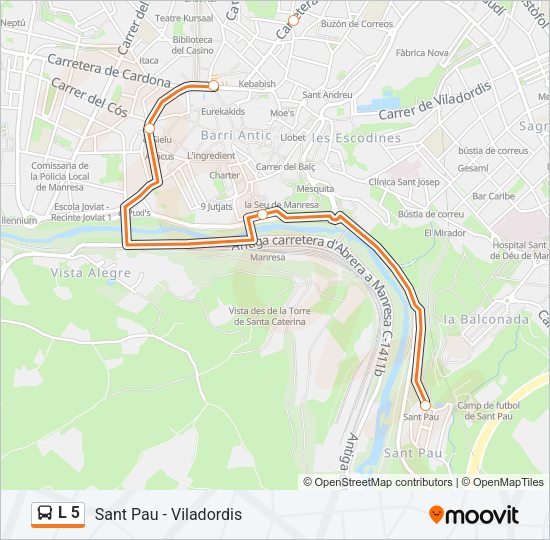 Mapa de L 5 de autobús