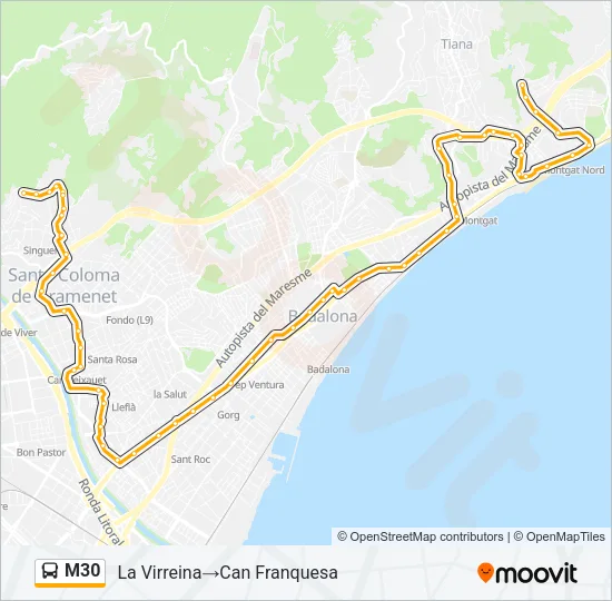 M30 Bus Line Map