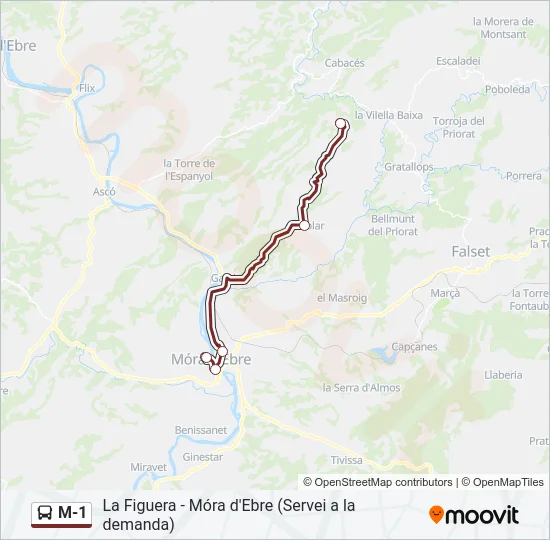 M-1 Bus Line Map