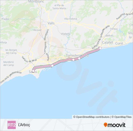 Mapa de RT2 de tren