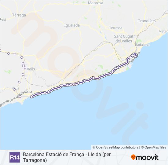 R14 tren Mapa de línia