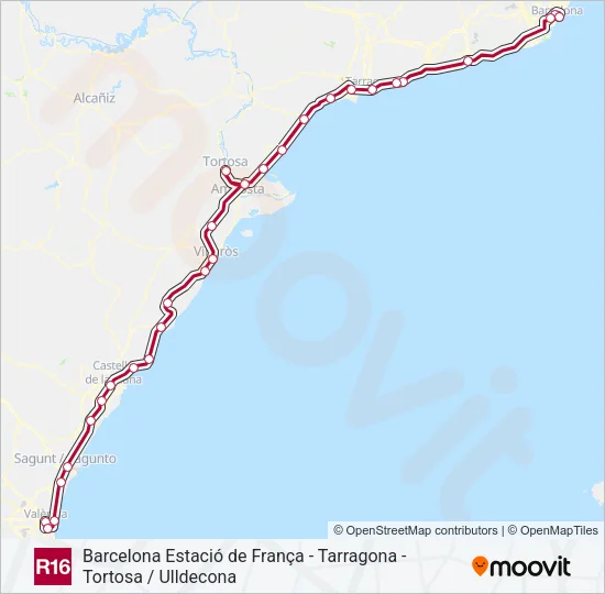 R16 Train Line Map