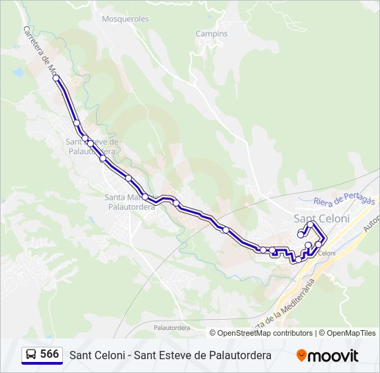 Mapa de 566 de autobús