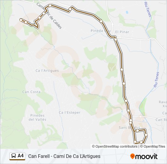 Mapa de A4 de autobús