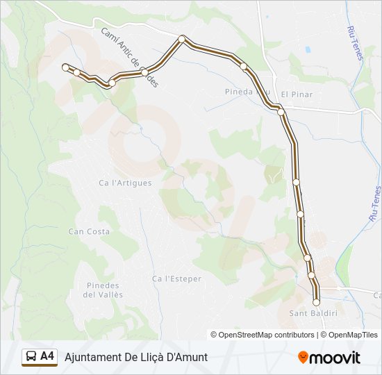 Mapa de A4 de autobús