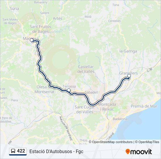 Mapa de 422 de autobús