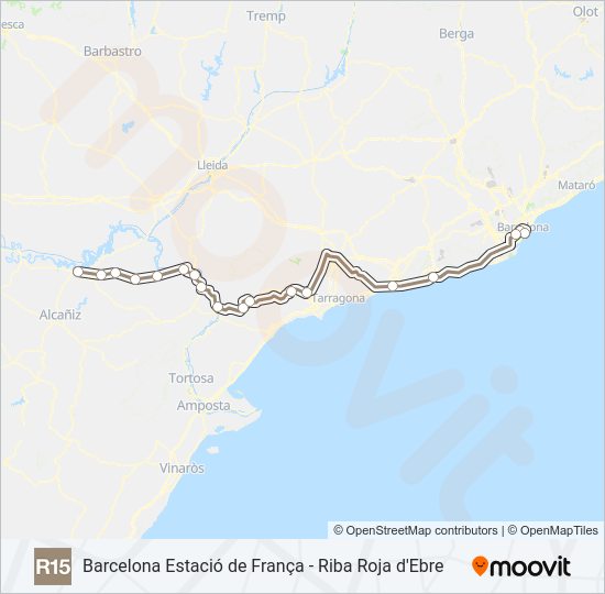 Mapa de R15 de tren