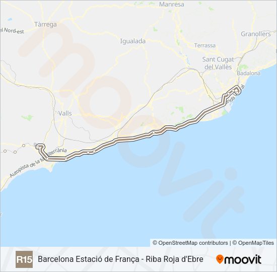 Mapa de R15 de tren