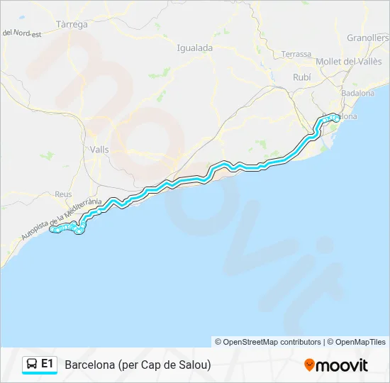 E1 Bus Line Map