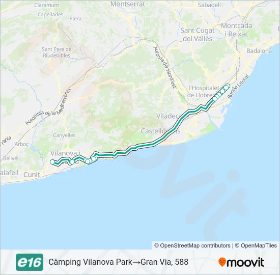 E16 Bus Line Map