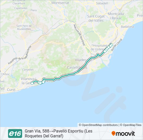 E16 Bus Line Map