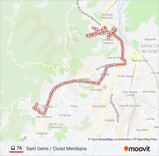 76 bus Line Map